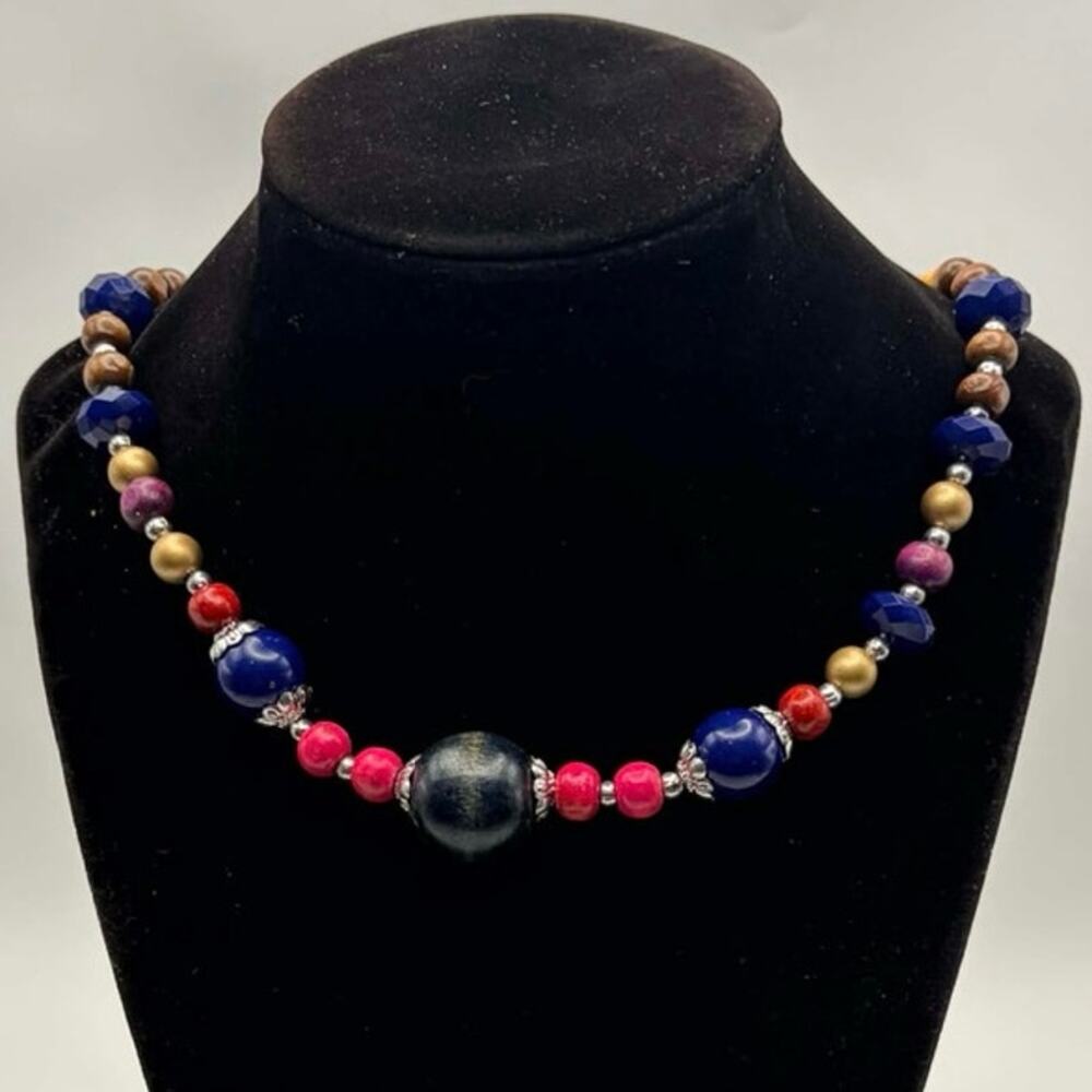 Blue Beaded Earring & Necklace Bundle